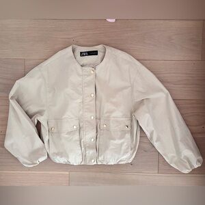 Zara Women's Cream Bomber Jacket